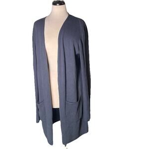J. Jill Cardigan Sweater Size XL Viscose Longline Open-Front Black